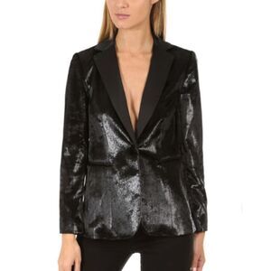 Frame Denim Black Sequin Blazer